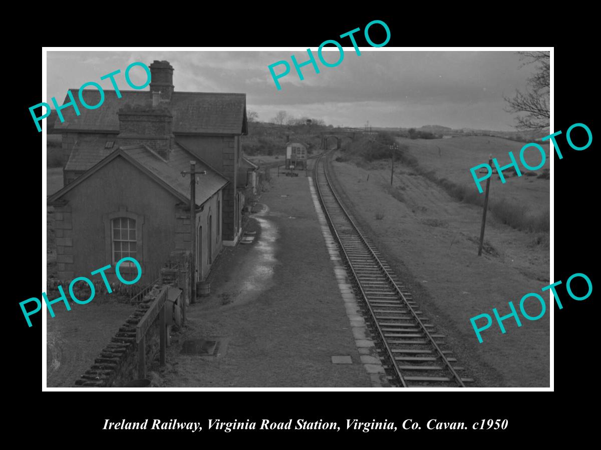 OLD LARGE HISTORIC PHOTO IRELAND RAILWAY, VIRGINIA ROAD STATION Co CAVAN c1950 1