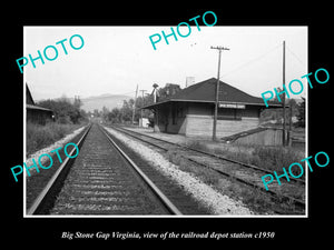 OLD LARGE HISTORIC PHOTO OF BIG STONE GAP VIRGINIA, RAILROAD DEPOT STATION c1930