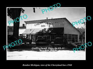 OLD LARGE HISTORIC PHOTO BENDON MICHIGAN, VIEW OF THE CHERRYLAND INN c1940