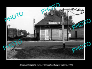 OLD LARGE HISTORIC PHOTO OF BRODNAX VIRGINIA, RAILROAD DEPOT STATION c1950