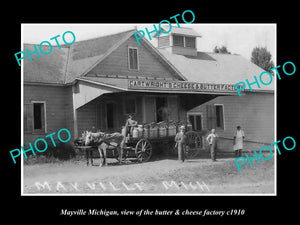 OLD LARGE HISTORIC PHOTO MAYVILLE MICHIGAN, THE BUTTER & CHEESE FACTORY c1910