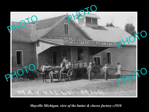 OLD LARGE HISTORIC PHOTO MAYVILLE MICHIGAN, THE BUTTER & CHEESE FACTORY c1910