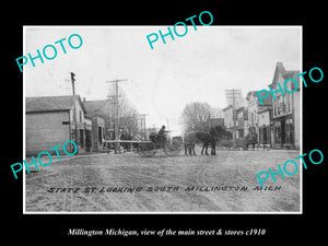 OLD LARGE HISTORIC PHOTO MILLINGTON MICHIGAN, THE MAIN ST & STORES c1910