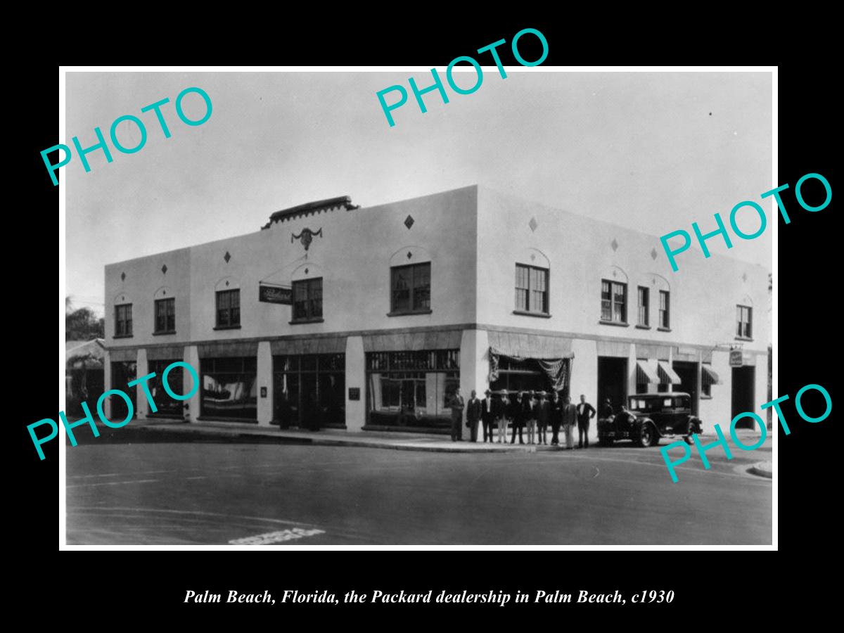 OLD LARGE HISTORIC PHOTO PALM BEACH FLORIDA, THE PACKARD CAR DEALERSHIP c1930