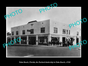 OLD LARGE HISTORIC PHOTO PALM BEACH FLORIDA, THE PACKARD CAR DEALERSHIP c1930