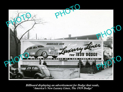 OLD LARGE HISTORIC PHOTO DODGE BROTHERS CAR BILLBOARD, THE 1939 LUXURY LINER
