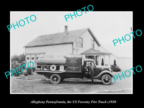 OLD LARGE HISTORIC PHOTO ALLEGHENY PENNSYLVANIA, THE US FORESTRY FIRE TRUCK 1930