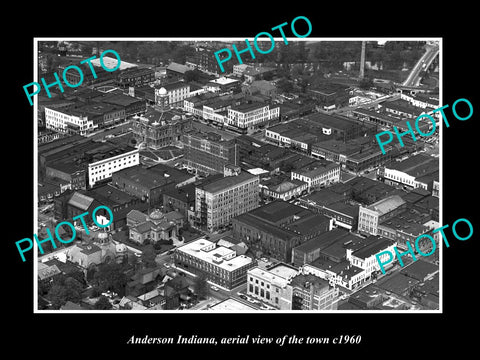 OLD LARGE HISTORIC PHOTO ANDERSON INDIANA, AERIAL VIEW OF THE CITY c1960 1
