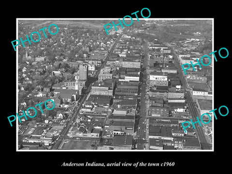 OLD LARGE HISTORIC PHOTO ANDERSON INDIANA, AERIAL VIEW OF THE CITY c1960 2