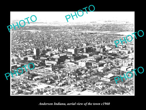 OLD LARGE HISTORIC PHOTO ANDERSON INDIANA, AERIAL VIEW OF THE CITY c1960 3