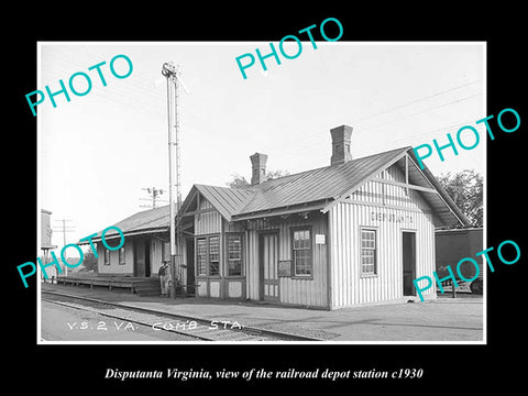 OLD LARGE HISTORIC PHOTO OF DISPUTANTA VIRGINIA, RAILROAD DEPOT STATION c1930