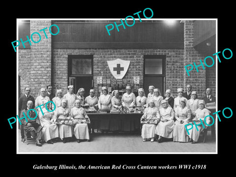 OLD LARGE HISTORIC PHOTO GALESBURG ILLINOIS AMERICAN RED CROSS CANTEEN WWI c1918