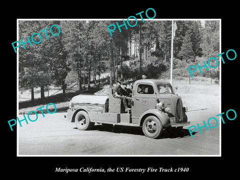 OLD LARGE HISTORIC PHOTO MARISOPA CALIFORNIA, THE US FORESTRY FIRE TRUCK c1940