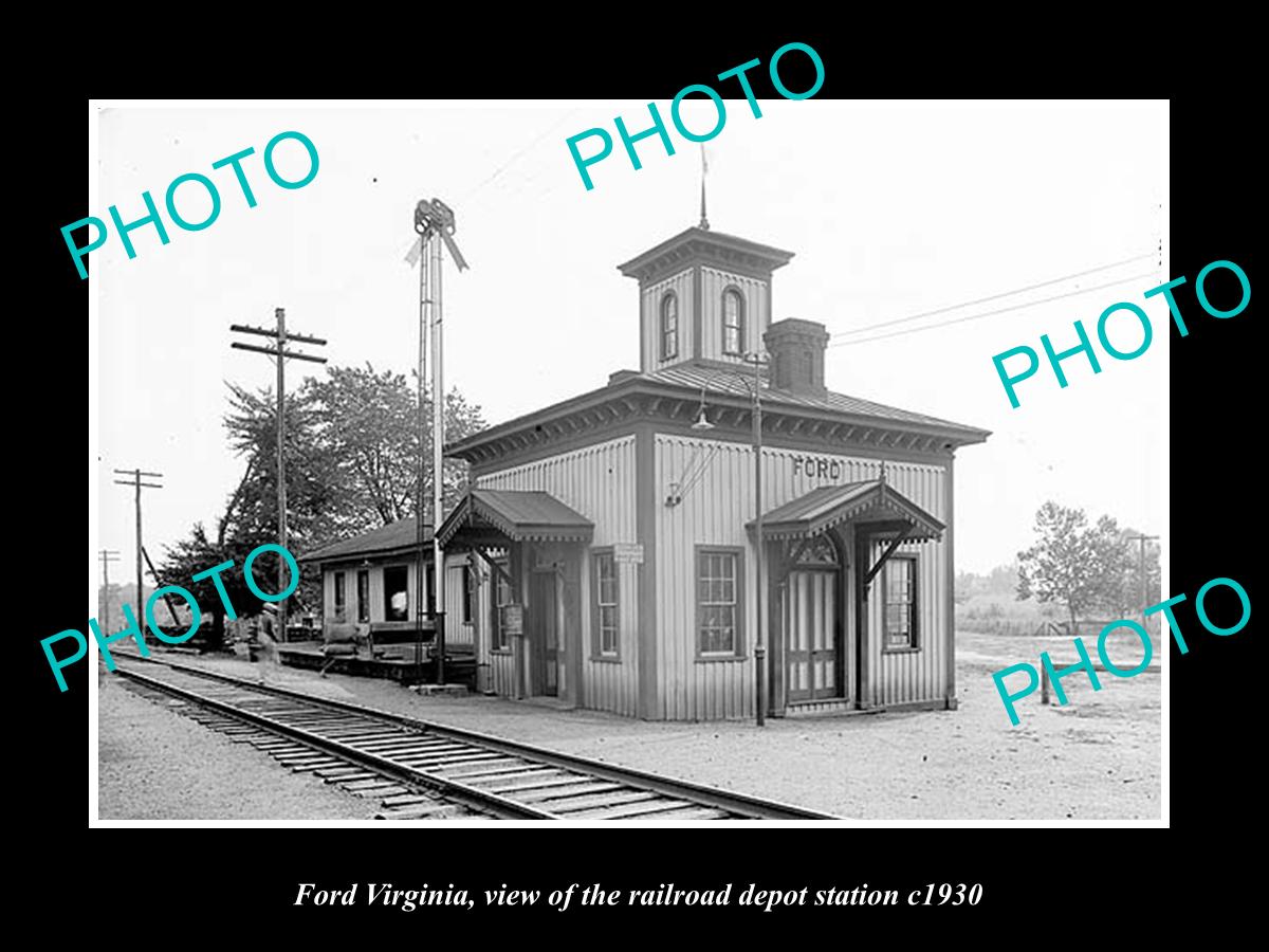 OLD LARGE HISTORIC PHOTO OF FORD VIRGINIA, RAILROAD DEPOT STATION c1930