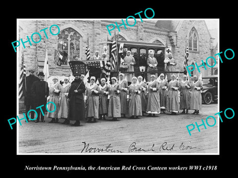 OLD LARGE HISTORIC PHOTO NORRISTOWN PENNSYLVANIA AMERICAN RED CROSS CANTEEN 1918
