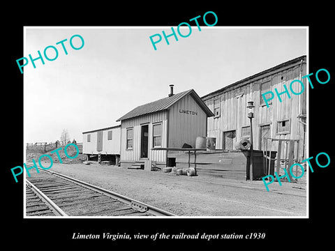 OLD LARGE HISTORIC PHOTO OF LIMETON VIRGINIA, RAILROAD DEPOT STATION c1930