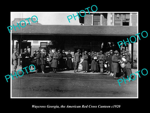 OLD LARGE HISTORIC PHOTO WAYCROSS GEORGIA, AMERICAN RED CROSS CANTEEN WWI 1920 1