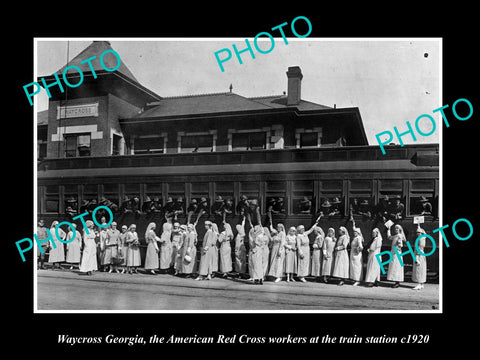 OLD LARGE HISTORIC PHOTO WAYCROSS GEORGIA, AMERICAN RED CROSS CANTEEN WWI 1920 2