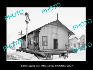 OLD LARGE HISTORIC PHOTO OF LITHIA VIRGINIA, RAILROAD DEPOT STATION c1930