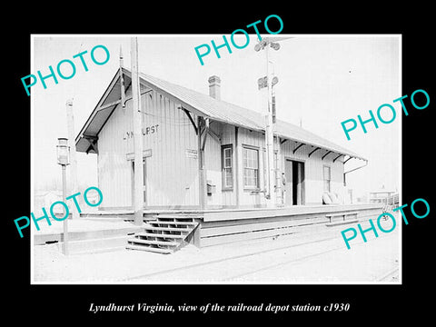 OLD LARGE HISTORIC PHOTO OF LYNDHURST VIRGINIA, RAILROAD DEPOT STATION c1930