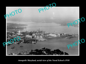 OLD LARGE HISTORIC PHOTO ANNAPOLIS MARYLAND, AERIAL VIEW OF THE NAVY SCHOOL 1930