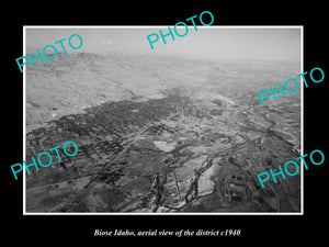 OLD LARGE HISTORIC PHOTO BOISE IDAHO, AERIAL VIEW OF THE DISTRICT c1940