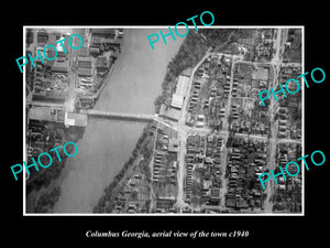 OLD LARGE HISTORIC PHOTO COLUMBUS GEORGIA, AERIAL VIEW OF THE TOWN c1940 1