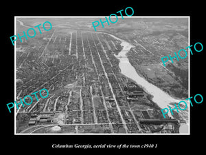 OLD LARGE HISTORIC PHOTO COLUMBUS GEORGIA, AERIAL VIEW OF THE TOWN c1940 2