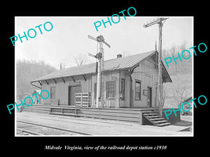 OLD LARGE HISTORIC PHOTO OF MIDVALE VIRGINIA, RAILROAD DEPOT STATION c1930