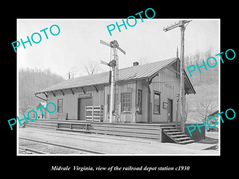 OLD LARGE HISTORIC PHOTO OF MIDVALE VIRGINIA, RAILROAD DEPOT STATION c1930