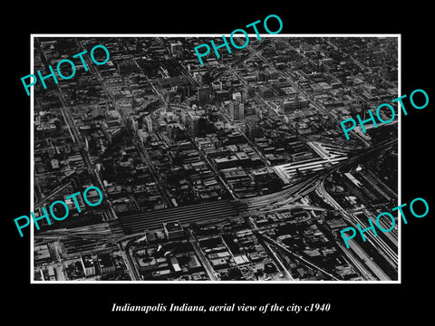 OLD LARGE HISTORIC PHOTO INDIANAPOLIS INDIANA, AERIAL VIEW OF THE CITY c1940