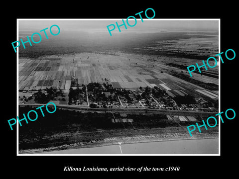 OLD LARGE HISTORIC PHOTO KOLLONA LOUISIANA, AERIAL VIEW OF THE TOWN c1940