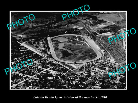 OLD LARGE HISTORIC PHOTO LATONIA KENTUCKY, AERIAL VIEW OF RACE TRACK c1940