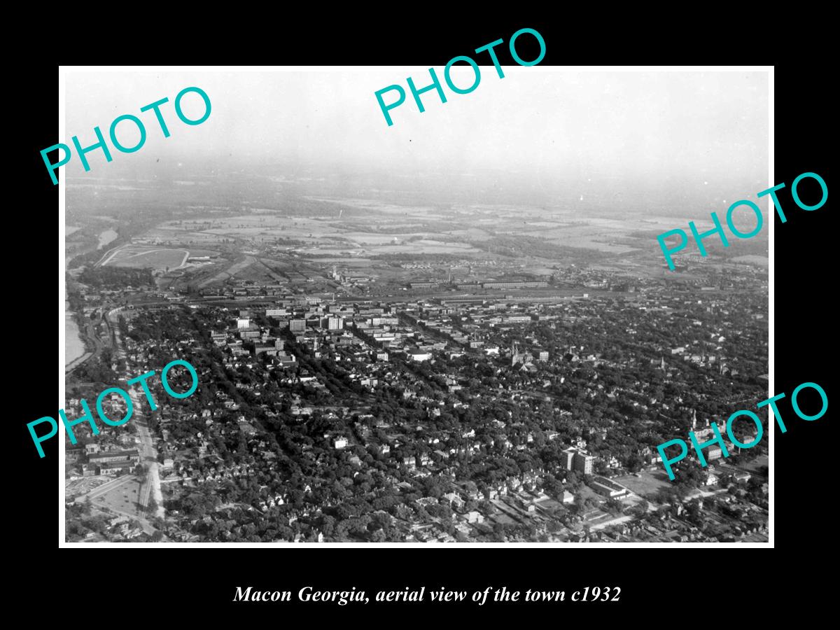 OLD LARGE HISTORIC PHOTO MACON GEORGIA, AERIAL VIEW OF THE TOWN c1932