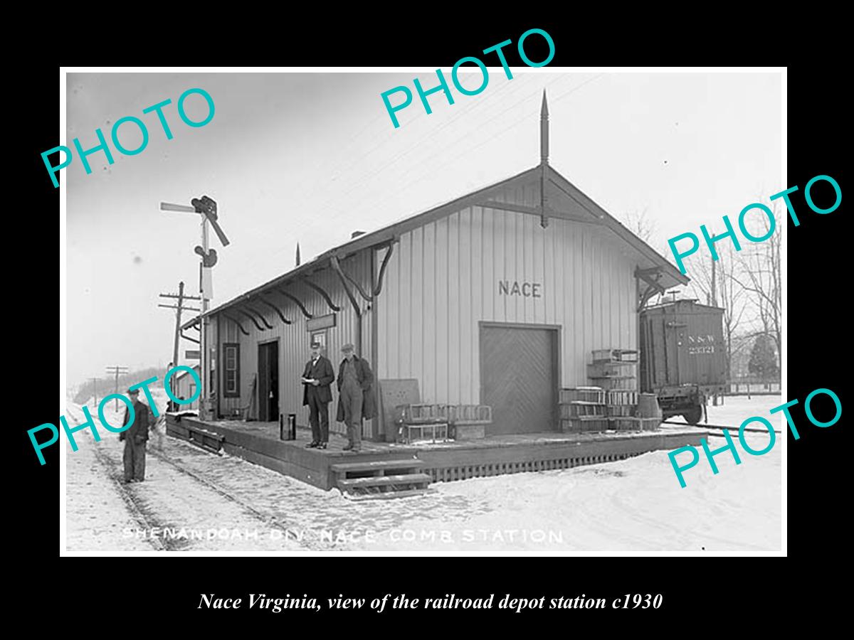 OLD LARGE HISTORIC PHOTO OF NACE VIRGINIA, RAILROAD DEPOT STATION c1930