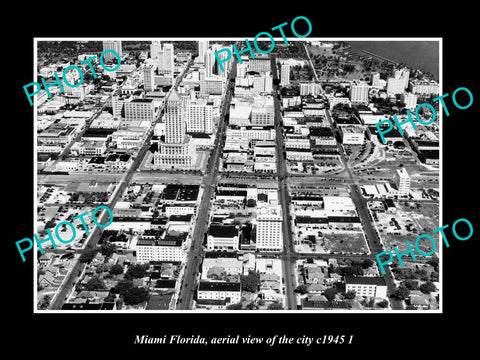 OLD LARGE HISTORIC PHOTO MIAMI FLORIDA, AERIAL VIEW OF THE CITY c1945 2