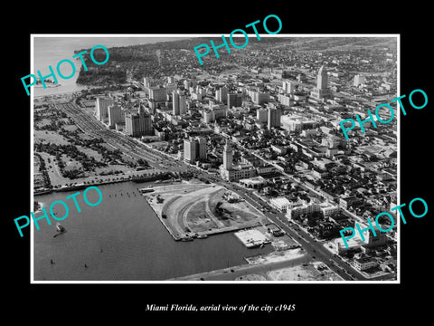 OLD LARGE HISTORIC PHOTO MIAMI FLORIDA, AERIAL VIEW OF THE CITY c1945 3