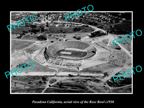 OLD LARGE HISTORIC PHOTO PASADENA CALIFORNIA, AERIAL VIEW OF ROSE BOWL c1930