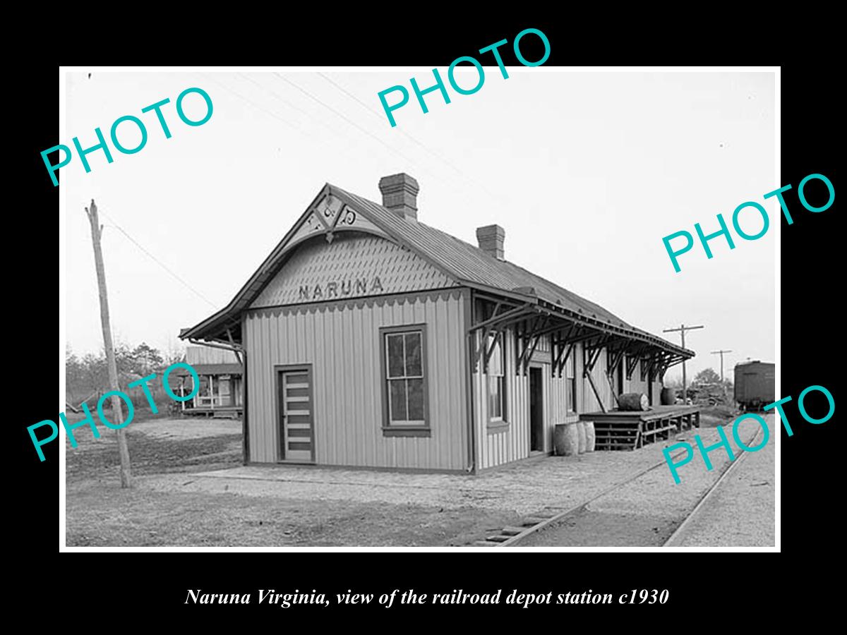 OLD LARGE HISTORIC PHOTO OF NARUNA VIRGINIA, RAILROAD DEPOT STATION c1930