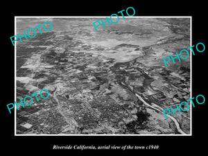 OLD LARGE HISTORIC PHOTO RIVERSIDE CALIFORNIA, AERIAL VIEW OF THE TOWN c1940 1