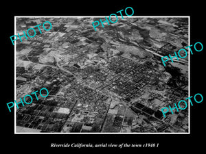 OLD LARGE HISTORIC PHOTO RIVERSIDE CALIFORNIA, AERIAL VIEW OF THE TOWN c1940 2