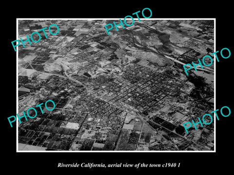 OLD LARGE HISTORIC PHOTO RIVERSIDE CALIFORNIA, AERIAL VIEW OF THE TOWN c1940 2