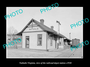 OLD LARGE HISTORIC PHOTO OF NATHALIE VIRGINIA, RAILROAD DEPOT STATION c1930