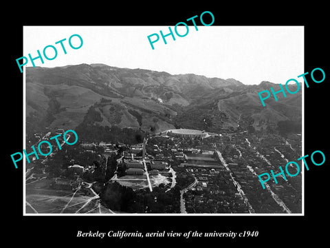 OLD LARGE HISTORIC PHOTO BERKELEY CALIFORNIA, AERIAL VIEW OF UNIVERSITY c1940