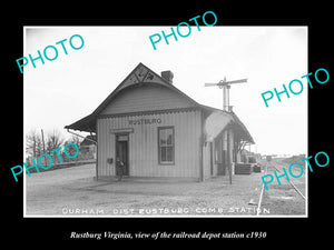 OLD LARGE HISTORIC PHOTO OF RUSTBURG VIRGINIA, RAILROAD DEPOT STATION c1930