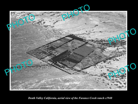 OLD LARGE HISTORIC PHOTO DEATH VALLEY CALIFORNIA, AERIAL VIEW FURNACE RANCH 1940