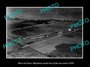 OLD LARGE HISTORIC PHOTO HAVRE DE GRACE MARYLAND, AERIAL VIEW OF RACE TRACK 1930