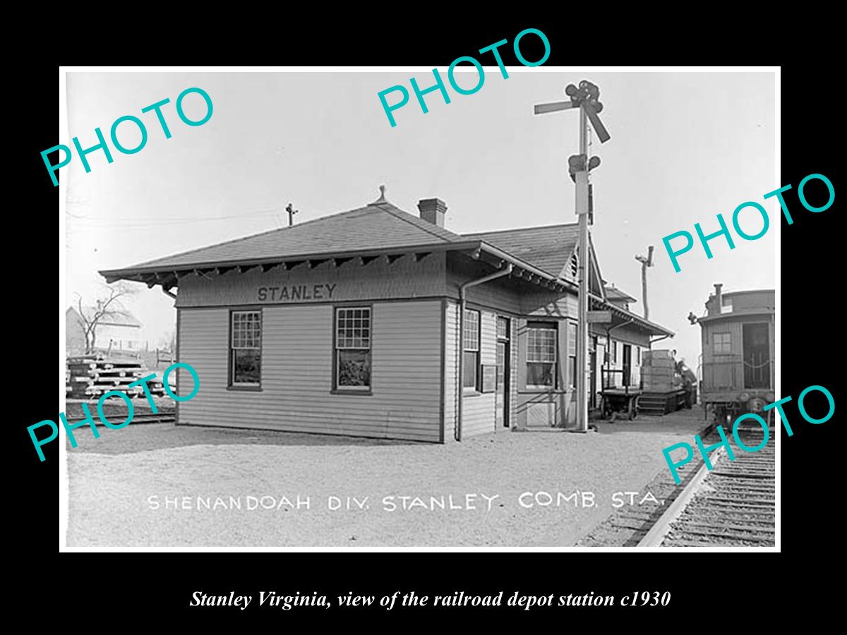 OLD LARGE HISTORIC PHOTO OF STANLEY VIRGINIA, RAILROAD DEPOT STATION c1930