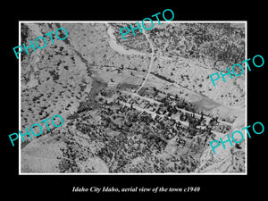 OLD LARGE HISTORIC PHOTO IDAHO CITY IDAHO, AERIAL VIEW OF THE TOWN c1940