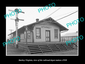 OLD LARGE HISTORIC PHOTO OF STARKEY VIRGINIA, RAILROAD DEPOT STATION c1930